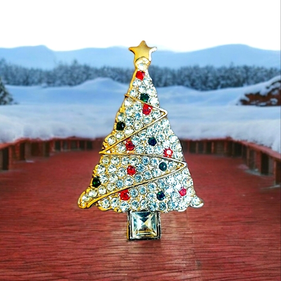 Christmas Tree Bling Brooch - Picture 1 of 3